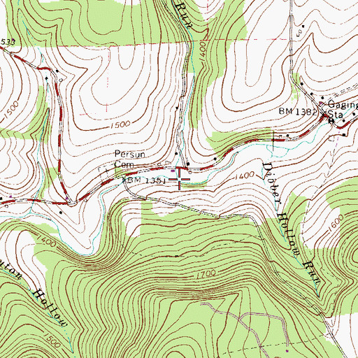 Topographic Map of Wolf Run, PA
