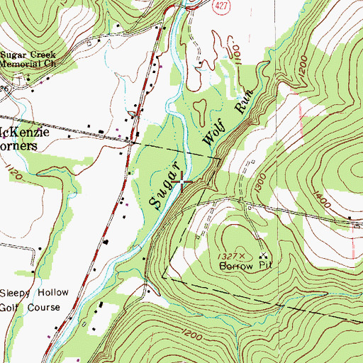Topographic Map of Wolf Run, PA