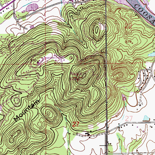 Topographic Map of Hensley Mountain, AL