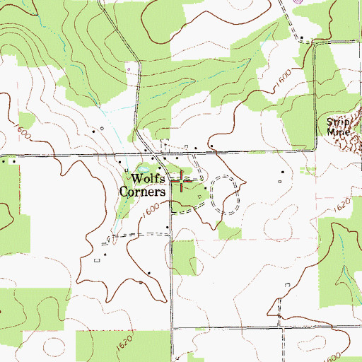 Topographic Map of Wolfs Corners, PA