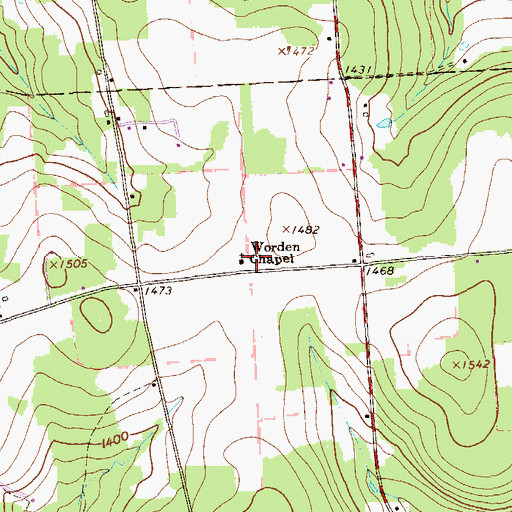 Topographic Map of Wooden Chapel, PA
