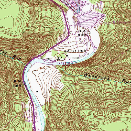 Topographic Map of Woodrock Run, PA
