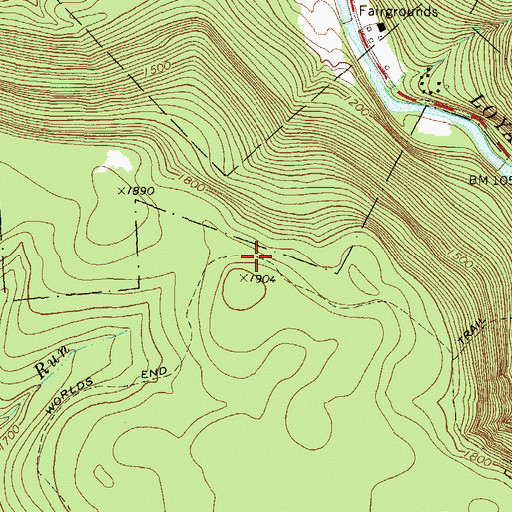 Topographic Map of World End Trail, PA