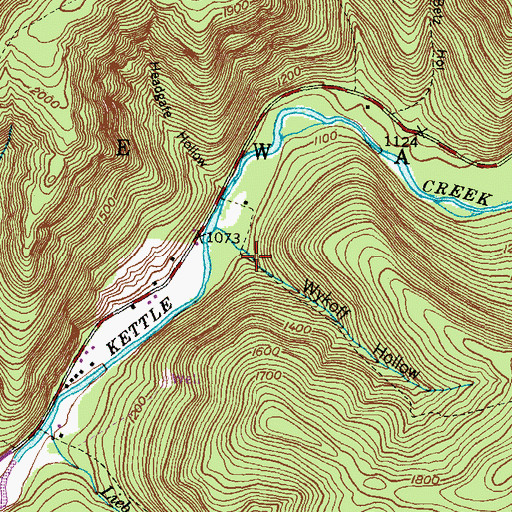 Topographic Map of Wykoff Hollow, PA