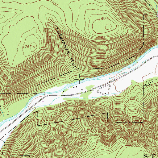 Topographic Map of Yutamark Hollow, PA