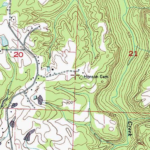 Topographic Map of Henson Cemetery, AL
