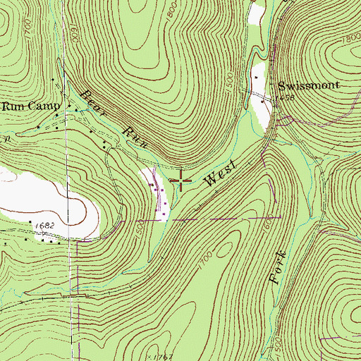 Topographic Map of Bear Run, PA