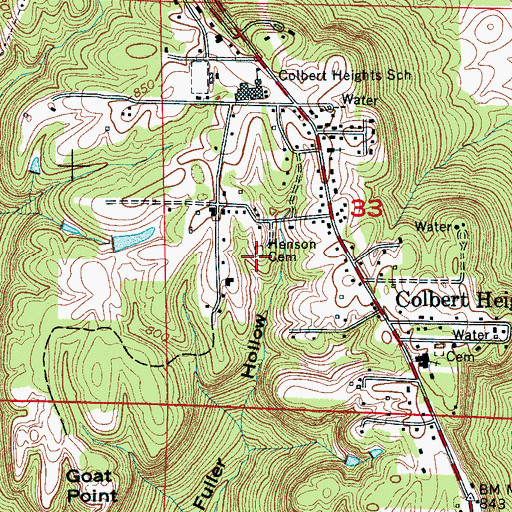 Topographic Map of Henson Cemetery, AL