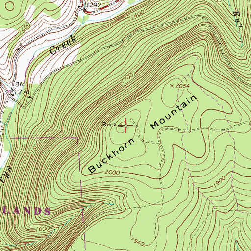 Topographic Map of Buckhorn Mountain, PA