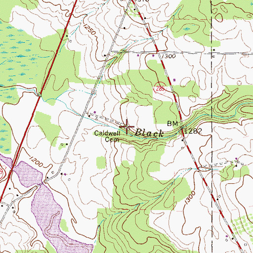 Topographic Map of Caldwell Cemetery, PA