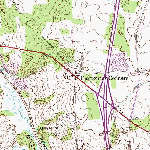 Topographic Map of Carpenter Corners, PA