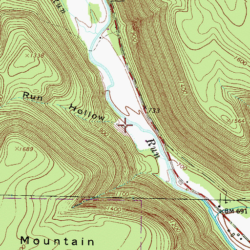 Topographic Map of Cold Run Hollow, PA