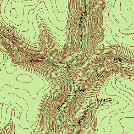 Topographic Map of Cougar Run, PA