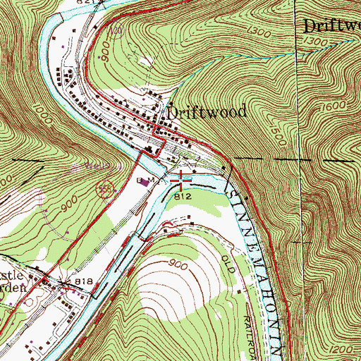 Topographic Map of Driftwood Branch Sinnemahoning Creek, PA