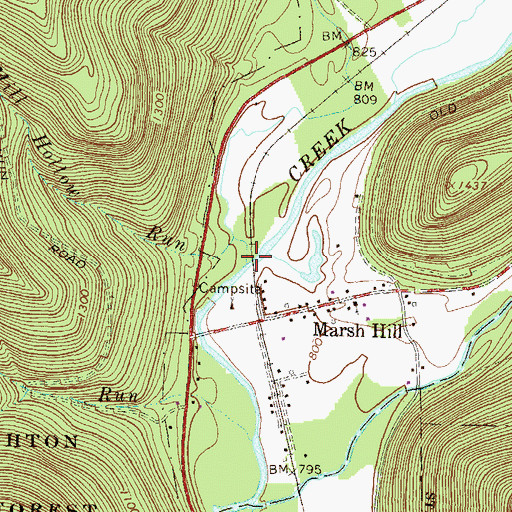 Topographic Map of Frozen Run, PA