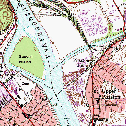 Topographic Map of Lackawanna River, PA
