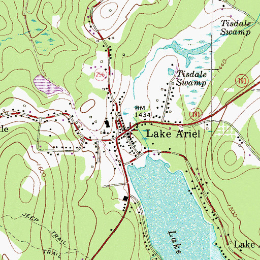 Topographic Map of Lake Ariel, PA