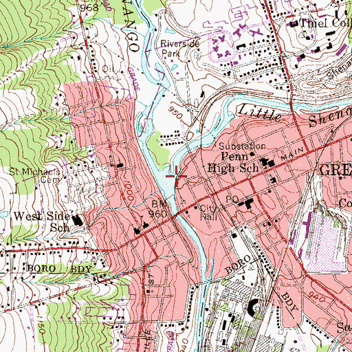 Topographic Map of Little Shenango River, PA