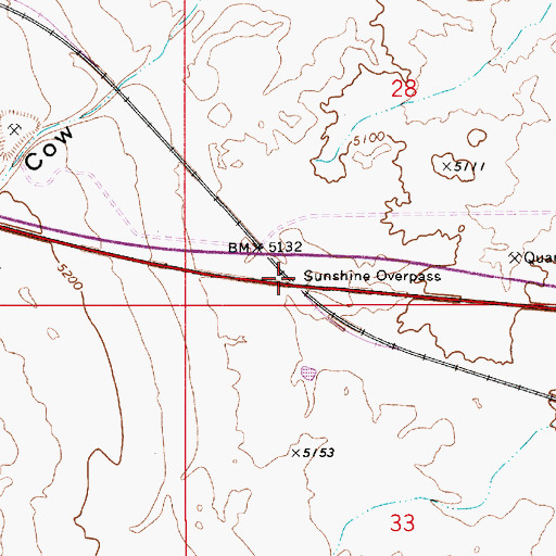 Topographic Map of Sunshine Overpass, AZ