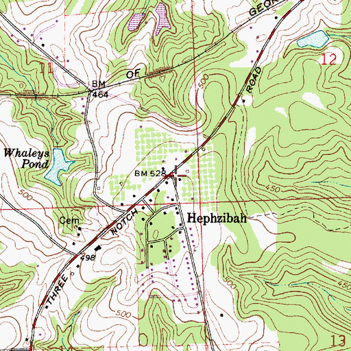 Topographic Map of Hephzibah, AL