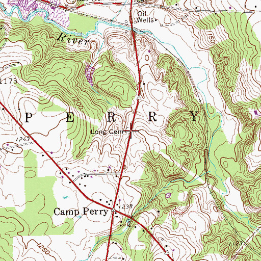 Topographic Map of Long Cemetery, PA