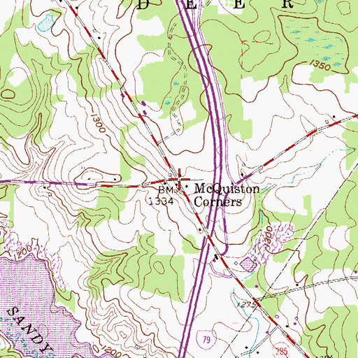 Topographic Map of McQuiston Corners, PA