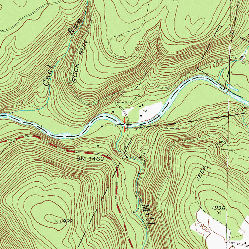 Topographic Map of Mill Creek, PA