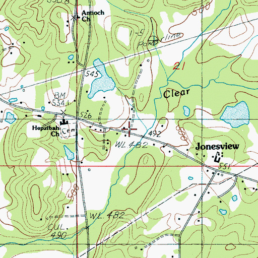 Topographic Map of Hepzibah, AL