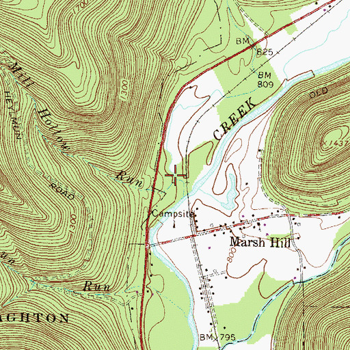 Topographic Map of Mill Hollow Run, PA