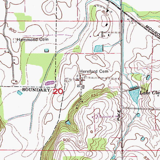 Topographic Map of Hereford Cemetery, AL