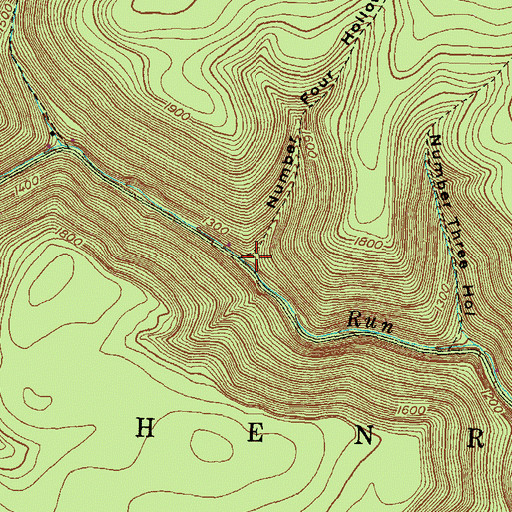 Topographic Map of Number Four Hollow, PA