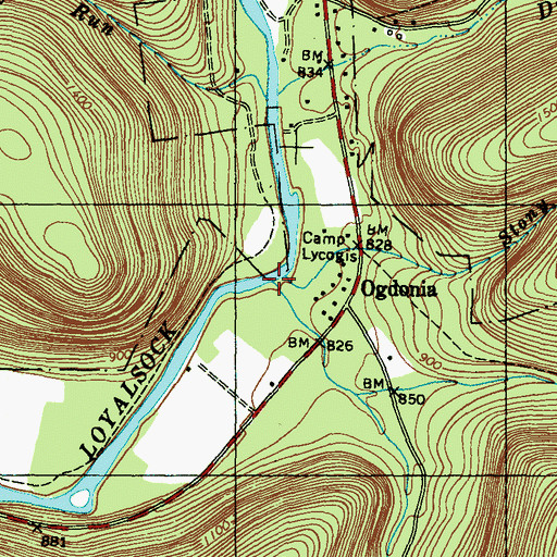 Topographic Map of Ogdonia Creek, PA