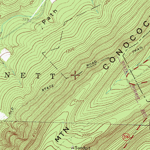 Topographic Map of Old State Road Trail, PA