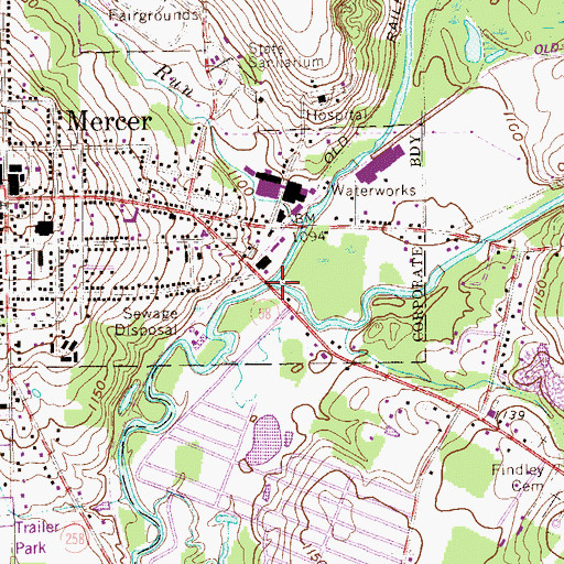 Topographic Map of Otter Creek, PA