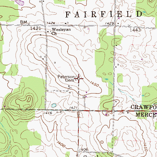 Topographic Map of Peterson Cemetery, PA