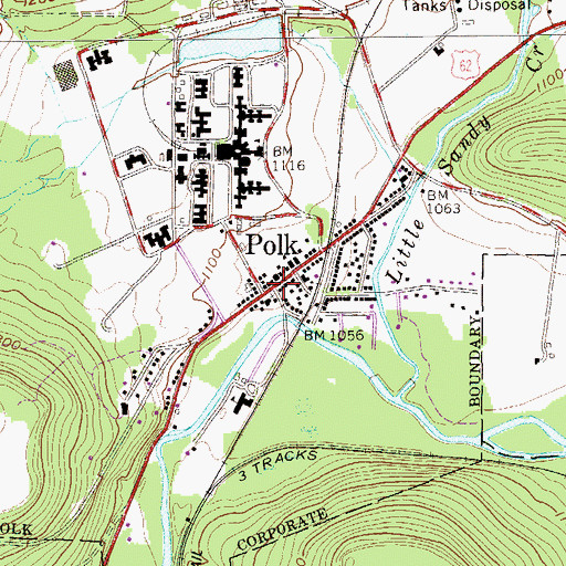 Topographic Map of Polk, PA