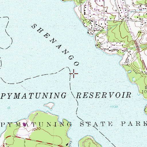Topographic Map of Pymatuning Reservoir, PA