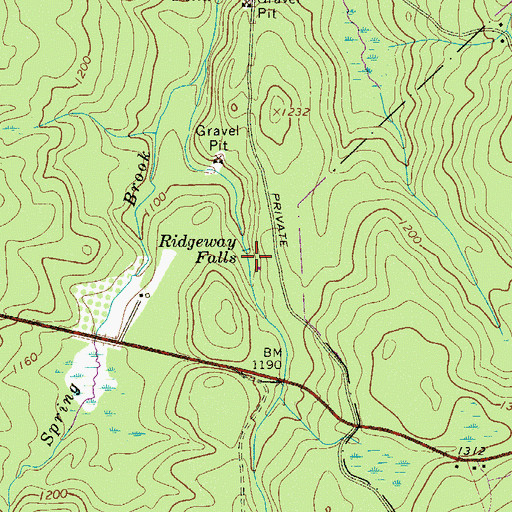 Topographic Map of Ridgeway Falls, PA