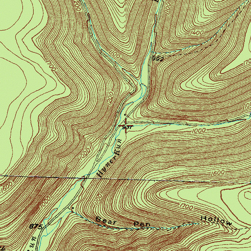 Topographic Map of Right Branch Hyner Run, PA