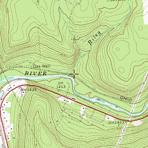 Topographic Map of Riley Run, PA