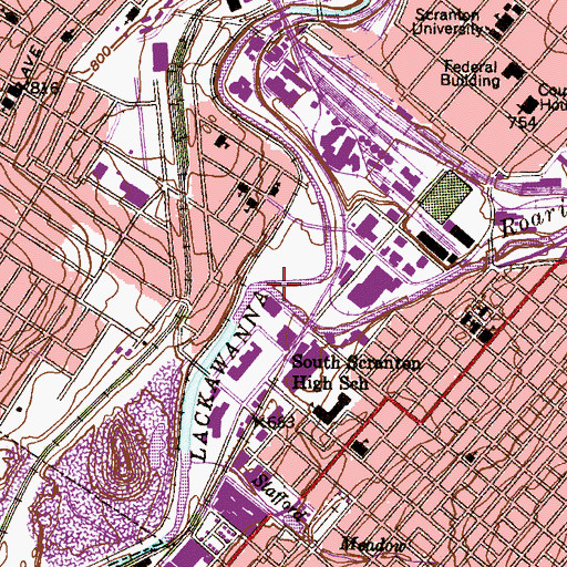 Topographic Map of Roaring Brook, PA