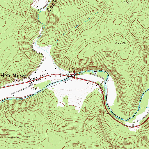 Topographic Map of Rock Run, PA