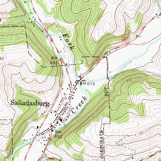 Topographic Map of Second Fork Larrys Creek, PA