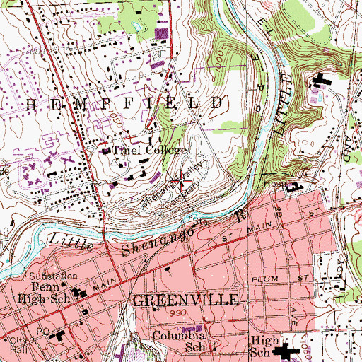 Topographic Map of Shenango Valley Cemetery, PA