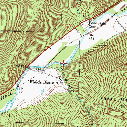 Topographic Map of Shoemaker Run, PA