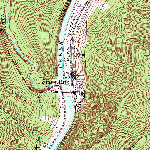 Topographic Map of Slate Run, PA