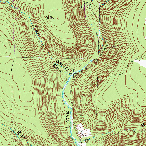 Topographic Map of Smith Run, PA