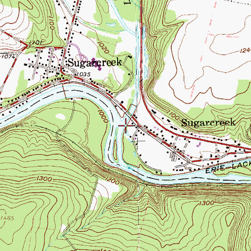 Topographic Map of Sugar Creek, PA