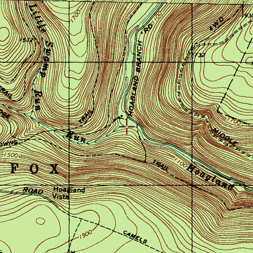 Topographic Map of Swamp Run, PA