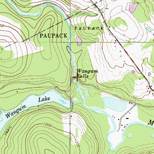 Topographic Map of Wangum Falls, PA
